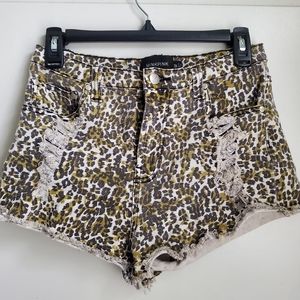 Mink Pink printed denim shorts